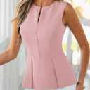 PRETTYGARDEN Women's 2026 Summer Vest Tops Business Casual Going Out Outfits Sleeveless Zip Up Dressy Tank Top Suit Waistcoat
