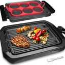 Bakers Friend Indoor Griddle & Grill, Electric Griddle with 2 in 1 Indoor Grill and Griddle Plate Indoor Grill with Removable Plate, Silicone Mold, Dishwasher Safe, Recipes Include, Graphite