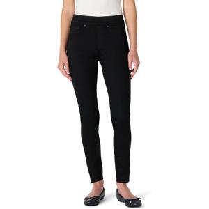 Amazon Essentials Women's Stretch Denim Mid-Rise Pull-On Skinny Jegging (8, Black)