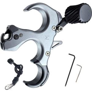 Compound Bow Aid Releaser with Wrist Straps and Adjustment Tool, Archery Release Aids with 3 Thumb Release Adjustable, Aluminum Alloy Aids for Left and Right Handers. (gray)