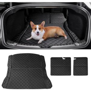 for Tesla Model 3 Highland Trunk Pet Mat Waterproof PU Leather Cargo Liner for Dogs Rear Seat Cover for Tesla Model 3 2024 Version