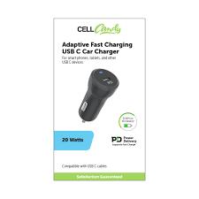 Cell Candy Adaptive Fast Charging USB-C car Charger for any USB-C devices 20 Watts