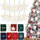 Beeveer 20 Sets Christmas Ornaments for Coworker Star Shaped Ceramic Ornaments Double Sided Printing Inspirational Xmas Tree Hanging Ornaments with Gifts Box Ribbon Raffia for Staff Thank You Gifts