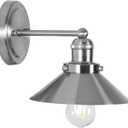 JONATHAN Y 7.8" Nickel 1-Light Industrial Farmhouse Metal Vanity Light Wall Sconce, Metal Shade for Bathroom Mirror, Kitchen, Entryway, LED Bulb Included (JYL7426B)