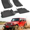 Car Floor Mats for Jeep Wrangler JK Unlimited: 20072018 4-Door (NOT for JL/2-Door), Custom Fit for Unilmited Sahara Rubicon All-Weather Anti-Slip Floor Liners, 1st & 2nd Row