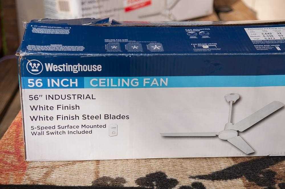 Westinghouse 7812700 54" White Industrial 3-Blade Indoor Ceiling Fan