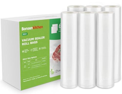 [2025 Upgraded] Bonsenkitchen 6 Rolls 8" x 16' Vacuum Sealer Bags for Food with a Color Box, Easy to Store, Commercial Grade, BPA Free, Great for Food Storage or Sous Vide, VB20