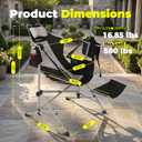 Hammock Camping Chair with Footrest, Oversized Swinging Folding Camp Chair for Adults, Adjustable Back & Seat, Heavy Duty Rocking Chair with Cup Holder & Pillow for Outdoor Patio Lawn RV, Black