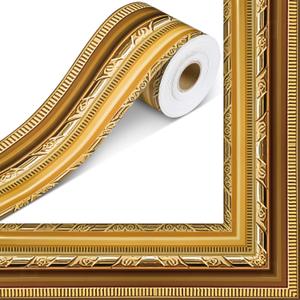 Outus 68 Feet Gold Frame Bulletin Board Border Die-Cut Straight Rolled Picture Frame Border Trim for School Classroom Bulletin Board Decoration for Chalkboard Home Office Party Decor(Antique)