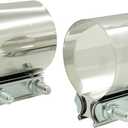 3.0" Stainless Steel Exhaust Clamp 2PCS - Butt Joint Band Clamp Sleeve Coupler for Pipes, Mufflers, Catalytic Converters