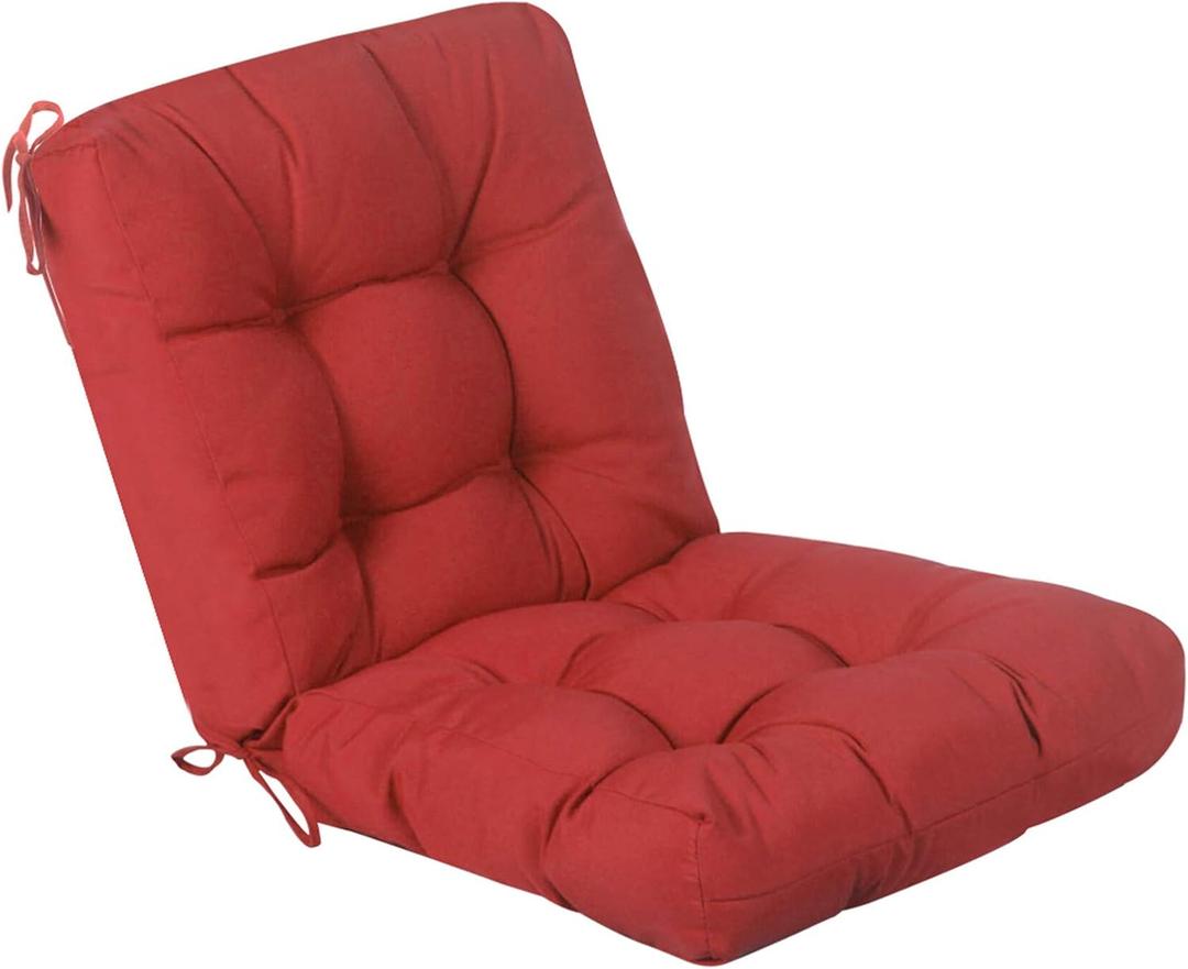QILLOWAY Outdoor Chair Cushion for Patio Furniture, Waterproof Patio Cushions with Ties, Fade Resistant Replacement Pads for Outdoor Rocking Chairs,Red