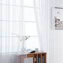 SpaceDresser Basic Rod Pocket Sheer Voile Window Curtain Panels White 1 Pair 2 Panels 60 Width 96 Inch Long for Kitchen Bedroom Children Living Room Yard（White，60Wx 96L）