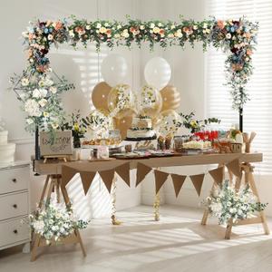 Over The Table Rod Stand with Clamps, Adjustable Table Arch 28"-98" Length, 13"-42" Tall, Table Balloon Arch Stand for Father's Day, Wedding, Birthday, Halloween, Craft, Party Decoration, Black