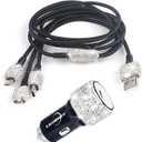 Bling Car Charger Accessories Set,Rhinestone Dual USB Car Chargers + Bling 3 in1 Nylon Braided Charging Cable,Bling Crystal Decoration Car Accessories Kits for Girl and Women (Silver)
