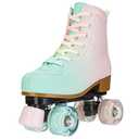 Magnitt Roller Skates for Girl and Women Rainbow Leather Roller Skate Ages 8-12 for Beginner Indoor Outdoor (Pink US:5)