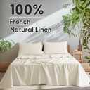 SONORO KATE 100% French Pure Linen Sheets, Extra Deep Pocket up to 18"-24", Breathable and Durable Linen Sheets, Anti-Tear Linen Bed Sheets, Machine Washable - 4 Piece (Cream, Queen(24" deep))