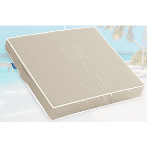 Outdoor Seat Cushion Beige 24 x 24 Inch Waterproof & Fade Resistant Deep Seat Cushion with Handle and Adjustable Strap Cushion for Chair Couch