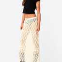 Cicy Bell Womens Sheer Lace Maxi Skirt Summer Beach Cover-ups Casual Streetwear Long Y2K Skirts Beige