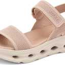 UBFEN Womens Comfortable Walking Sandals with Cushioned Sole | Non-Slip Rocker Bottom, Arch Support, Adjustable Straps, Lightweight Water Sport Platform Summer