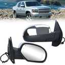 Passenger Chrome Power Folding Side Mirror Compatible with 2007-2014 Chevy Tahoe Suburban Silverado Avalanche/ GMC Yukon Sierra Heated/ with Puddle Light/ Turn Signal Indicator Right Mirrors
