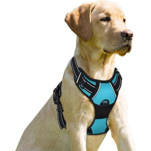 BARKBAY No Pull Dog Harness Front Clip Heavy Duty Reflective Easy Control Handle for Large Dog Walking(Blue,L) (Large(Chest:27-32"))