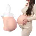Silicone Pregnant Belly 6,9 Month Artificial Fake Pregnancy with Realistic Texture for Movie Props, Performance, Training and Faking Pregnancy (Ivory white, 9 months)