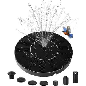 Solar Water Fountain for Bird Bath, 2026 Upgraded Solar Powered Fountain Pump with 6 Nozzle for Outdoor Garden, Pond, Pool, Birdbath