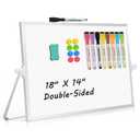 AMUSIGHT Double-Sided Magnetic White Board with Stand, 18" x 14"