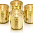 4 Pcs Islamic Votive Candle Holders Gold Glass Tealight Holders Bulk for Eid Al Adha Decorations Muslim Table Centerpiece Decor Wedding Birthday Party Ramadan Eid Mubarak