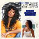 QGZ Curly Clip in Hair Extensions 4PCS Yaki Texture Synthetic Lace Weft Hair Extensions for Women(18inch,Dark Brown)