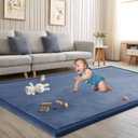 Baby Play Mat for Floor Nursery Rug Muscle Mat Area Rug Playroom Rug 50"x50" Playpen Mat Memory Foam 1.3" Thick Crawling Mat for Babies,Toddlers, Infants, Kids,Sapphire Blue