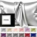 INSSL Silk Pillowcase for Women, Mulberry Silk Pillowcase for Hair and Skin and Stay Comfortable and Breathable During Sleep (Queen, Grey)