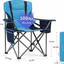 FAIR WIND Padded Camping Chair 500LBS Capacity Heavy Duty Oversized Folding Chair for Heavy People Portable Lawn Chair with Adjustable Lumbar Support, Cooler Bag & Cup Holder for Outdoor, Beach, Single Pack