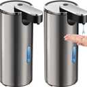 2 Pack Automatic Soap Dispenser Touchless, 13.5oz/400ml Stainless Steel Electric Sensor Pump with 3 Adjustable Volume, Clog-Free, Water-Resistant for Kitchen, Bathroom, Hotel, and School