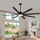 Albott 96 Inch Ceiling Fan with Light, 8-Blade Large Ceiling Fan with Remote, 6-Speed Reversible DC Motor, Indoor Outdoor Use, Dimmable 3-Color LED for Living Room, Working Room, Terrace