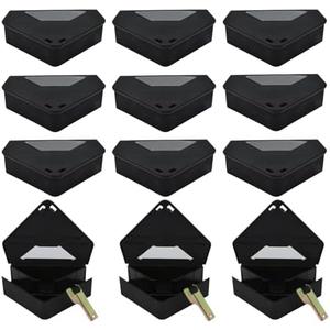 Window Lid Mouse Bait Station with Keys - Child and Pet Safe Tamper Resistant Corner Unit Mini Rodent Rat Trap Bait Stations - Heavy Duty and Reusable for Home, Indoor and Outdoor Use (12)