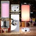 Table Lamp with USB Port - Desk Lamp Touch Lamp Bedside Lamps for Bedroom, 3 Way Dimmable Small Lamps for Living Room, Nightstand, Nursery, Dorm, Home, Office, White Base+ Pink Lampshade