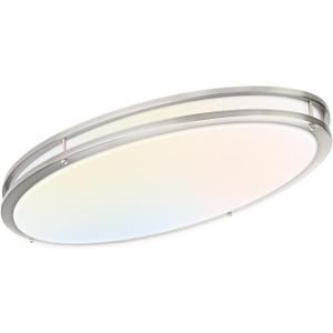 DAKASON 32In Oval LED Flush Mount Light for Kitchen/Living Room, 50W Large LED Ceiling Light Fixture, 3500K/4000K/5000K Adjustable, Dimmable for Dining Room/Bedroom (Brushed Nickel - 1Pack)