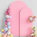 Putros Wedding Arch Cover 7.2FT, 6FT Pink Spandex Fitted Round Top Chiara Backdrop Stand Covers 2 Set for Wedding Birthday Party Decoration