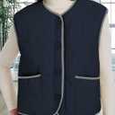 Women's Fall Reversible Vests Casual Button Down Sleeveless Sherpa Vest Fleece Padded Gilet Outerwear Jacket Coat, L