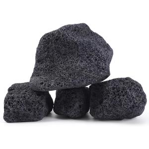 4 PCS 2-6'' Large Natural Black Lava Rock for Aquarium, Volcanic Rock for Fish Tank