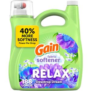 Gain Liquid Fabric Softener (Fabric Conditioner), Relax, 127 fl oz, 188 Loads