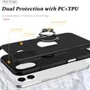 Shockproof Case for iPhone 17 6.3 inch, [Embedded Finger Ring] Military Grade Phone Case Cover with Reinforced Metal Stand Kickstand [Support Magnetic Car Holder] for iPhone 17, Black