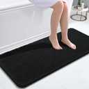 OLANLY Bathroom Rugs 47x20, Extra Soft Absorbent Chenille Bath Rugs, Rubber Backing Quick Dry, Machine Washable Bath Mats for Bathroom Floor, Tub and Shower, Home Decor Accessories, Black