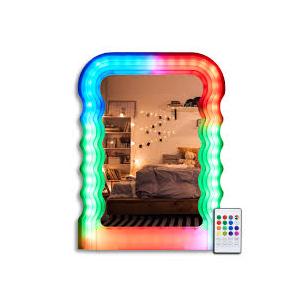 Wavy LED Mirror 18"x 24"Wave Mirror - Irregular Wall Mounted Decorative Mirror for Living Room or Bedroom, Great for Present and Room Décor, 18x24