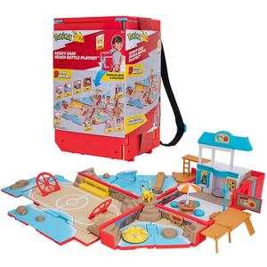 Jazwares Pokemon Carry Case Beach Battle Playset - Portable Transforming Backpack Playset with Action Features and 2-inch Pikachu Battle Figure