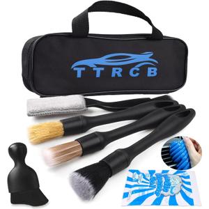 7PCS Car Detailing Brush Set, Ultra Soft Boars Hair Car Interior Detailing Brushes, Car Interior Detailing Kit, Car Cleaning Gel Supplies Kit, Car Dust Brush, Car Accessories for Truck, Suv, Interior