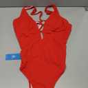 CUPSHE Women's One Piece Swimsuit Deep V Neck Keyhole Cutout O Ring Textured Bathing Suit (Medium)