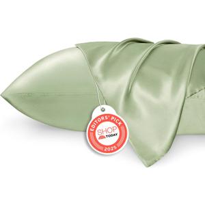 Bedsure Satin Pillowcases, Similar to Silk Pillow Cases Queen Size Set of 2, Pillow Case for Sleeping Women with Envelope Closure, Gifts for Women Men, Sage Green, 20x30 Inches, 2pcs