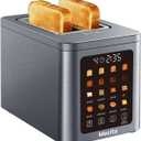 Mecity 2 Slice Smart Touchscreen Toaster, Stainless Steel Wide Slot Toasters with Auto Lift & 30-Minute Warm, Memory Function, Defrost & Auto Shutoff, Digital Electric Bread Toaster for Bagels